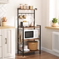 thumbnail image 1 of HOOBRO 4-Tier Bakers Rack with Microwave Stand & 8 Hooks, Rustic Brown and Black, 1 of 10