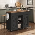 thumbnail image 1 of HOOBRO Kitchen Island, Kitchen Island Cart, Kitchen Island on Wheels, Kitchen Island with Power Outlet, Cup Holders, Wine Rack, Large Countertop, Adjustable Shelves, Black and Rustic Brown BF14UZD01, 1 of 12
