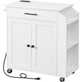 thumbnail image 1 of HOOBRO Rolling Kitchen Island with Power Outlet, Spice Rack & Drawer, White, 1 of 9