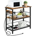 thumbnail image 1 of HOOBRO Kitchen Island with Power Outlet 3 Tier Storage Shelf  Kitchen Dining Room Rustic Brown BF021ZD01, 1 of 8