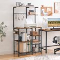 thumbnail image 1 of HOOBRO Large Bakers Rack with Power Outlets, 6-Tier Microwave Stand with 4 Hooks, Coffee Bar, Kitchen Shelf with Wire Basket, for Kitchen, Living Room, Office, Rustic Brown and Black BF64UHB01, 1 of 11