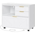 thumbnail image 1 of HOOBRO Lateral File Cabinet, Wooden Office Cabinet Drawers with Charging Station, Filing Cabinet for Home Office, A4/Letter/Legal-Sized Files, Printer Stand with Open Storage Spaces, White WT37UWJ01, 1 of 8