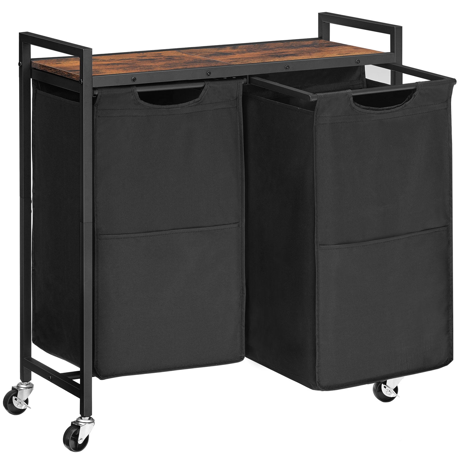 HOOBRO Cesta de lavandería, clasificador de ropa sucia de 2 secciones, 2 × 13 galones (49.5 L), cesta de lavandería con ruedas, carrito rodante, bolsas de tela Oxford extraíbles y extraíbles HOOBRO Cesta de lavandería, clasificador de ropa sucia de 2 secciones, 2 × 13 galones (49.5 L), cesta de lavandería con ruedas, carrito rodante, bolsas de tela Oxford extraíbles y extraíbles