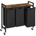 thumbnail image 1 of HOOBRO Laundry Sorter 3 Section, Laundry Hamper with Wheels, 3 × 11.5 Gal (43.5 L), Rolling Laundry Basket, Pull-Out and Removable Oxford Fabric Laundry Bags, Rustic Brown and Black BF76XY01, 1 of 10