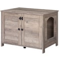 thumbnail image 1 of HOOBRO Hidden Litter Box Enclosure End Table with Removable Divider, Greige, 1 of 9
