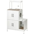 thumbnail image 1 of HOOBRO Litter Box Enclosure, Litter Box Furniture with Storage, 2-in-1 Hidden Cat Furniture with Shelf, 2 Dangling Plush Balls and 1 Toy Ball, Large Wooden Cat Washroom, White WT78MW01, 1 of 10