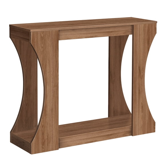 HOOBRO Narrow Console Table with Storage & Reversible Curved Panels, Walnut