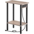 thumbnail image 1 of HOOBRO Narrow Side Table, 2-Tier Slim End Table with Charging Station, Skinny Nightstand with Open Storage, for Small Spaces, Living Room, Bedroom, Study,Gray and Black BG240UBZ01, 1 of 10