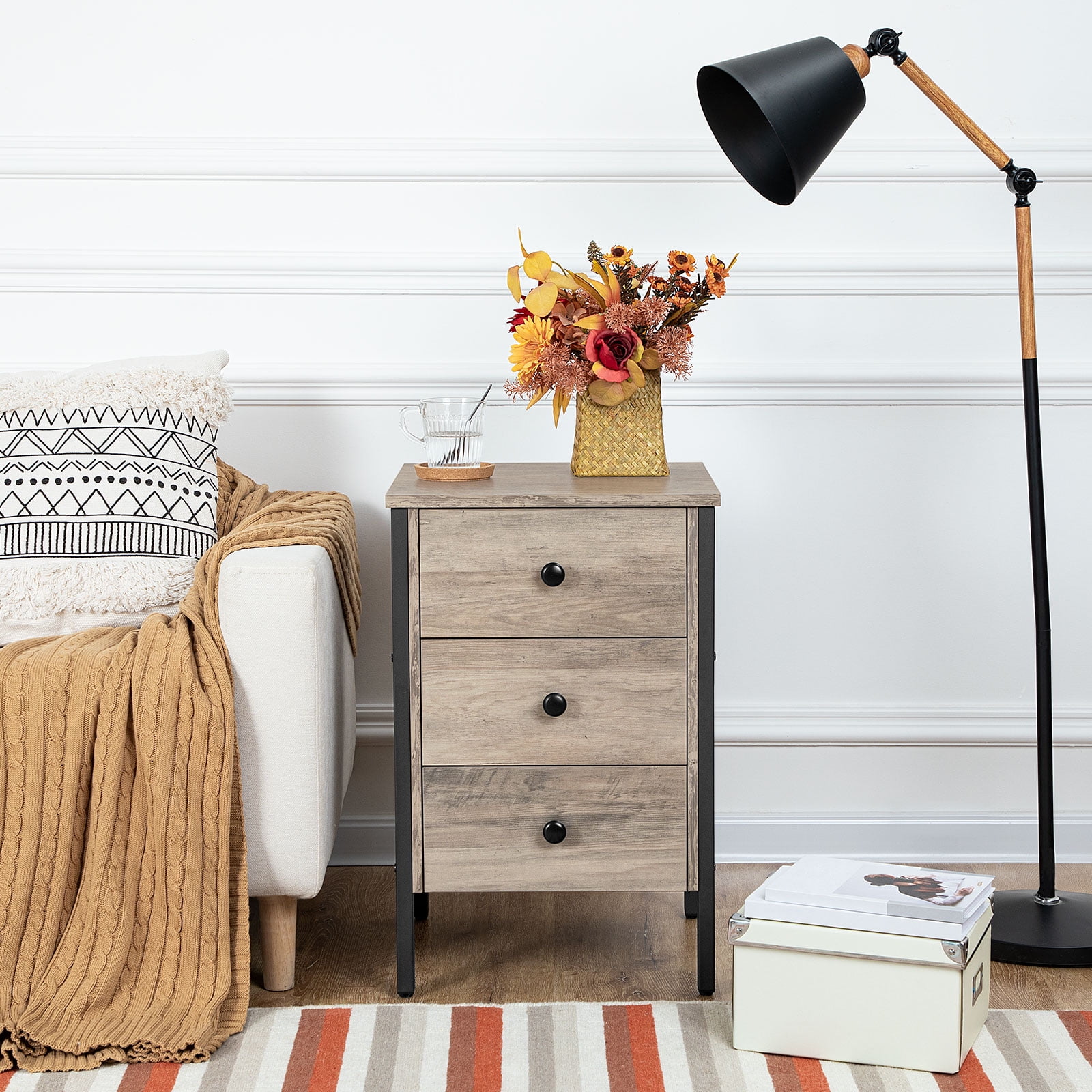 Picture Idea: Hoobro Nightstand End Table With 3 Drawers And Storage Shelf