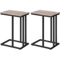 thumbnail image 1 of HOOBRO Set of 2 C-Shaped End Tables with Metal Frame, Slide Under, Greige and Black, 1 of 10