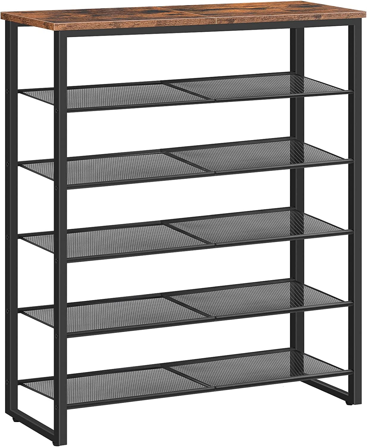 HOOBRO Shoe Rack 6-Tier Shoe Organizer Storage Shelf Entryway Closet Hallway Industrial Furniture Rustic Brown BF67XJ01G1