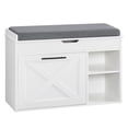 thumbnail image 1 of HOOBRO Shoe Storage Bench with Cushion, 31.5" L Entryway Bench with Flip-Open Storage Box, Wooden Shoe Bench with Flip Drawer and Adjustable Shelf for Hallway, Living Room, White and Gray WG55HX01, 1 of 10