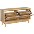 thumbnail image 1 of HOOBRO Narrow Rattan Shoe Storage Bench with Flip Drawers, Natural, 1 of 11