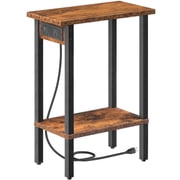 HOOBRO Small End Table with Charging Station, Narrow Side Table with USB Port and Outlets, Skinny Sofa Table, Slim Night