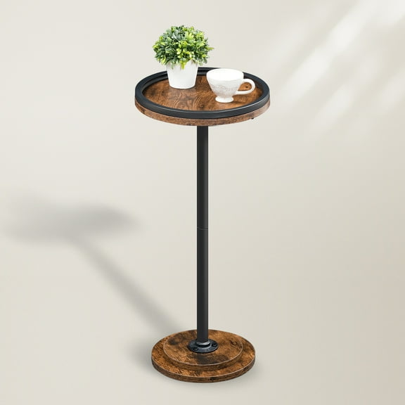 HOOBRO Small Round Side Table, Drink Table, Coffee Martini Table with Pedestal for Small Spaces in Living Room, Bedroom, Sofa Couch, Rustic Brown BF168BZ01