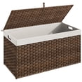 thumbnail image 1 of HOOBRO Storage Basket with Lid, 52.8 Gallon (200L) Wicker Basket, Handwoven Blanket Storage Basket with Handles, Metal Frame and Soft Lining, Foldable for Bedroom, Laundry Room, Brown BR220CW01, 1 of 9