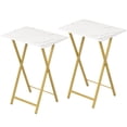 thumbnail image 1 of HOOBRO TV Tray, Set of 2, Folding TV Table, Stable Snack Table for Small Space, Portable Sofaside Table, Easy Assembly and Storage, Ideal for Snacks and Meals in Living Room, Gold and Marble DM25BZ01, 1 of 14