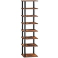 thumbnail image 1 of HOOBRO Vertical Shoe Rack, 8-Tier Narrow Shoe Shelf, Shoe Storage Organizer for Small Space, 11" L x 11" W x 53" H, Closet, Entryway, Hallway, Bedroom, Rustic Brown and Black BF22XJ01, 1 of 8