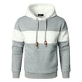 thumbnail image 1 of HOOD CREW Men's Hoodies Long Sleeve Sweatshirt Patchwork Waffle-Knit Pullover, 1 of 6