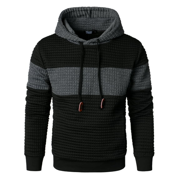 HOOD CREW Patchwork Waffle-Knit Pullover, Hooded Sweatshirt (Men's)