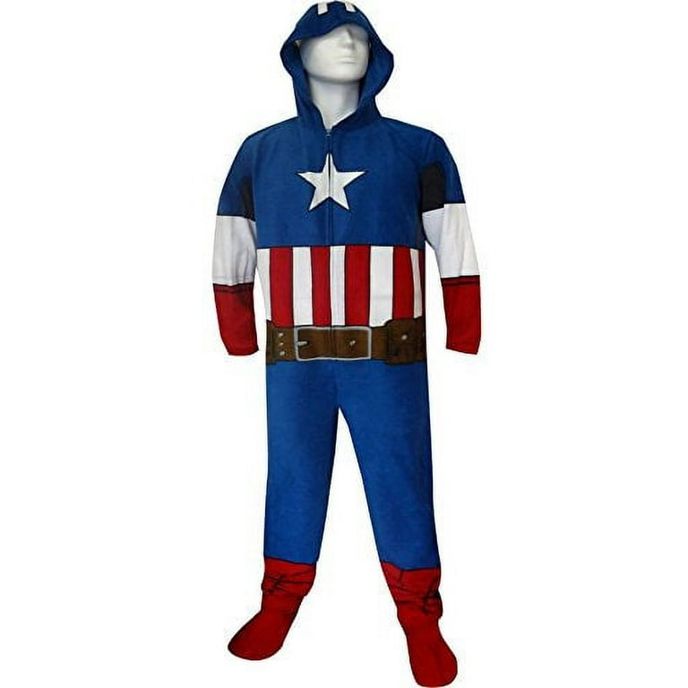 HOODED ONESIE PAJAMA CAPTAIN AMERICA X LARGE Walmart