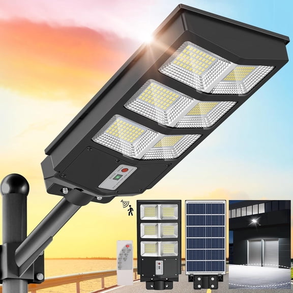 HOODINK Solar Street Lights Outdoor, 270LED Motion Sensor Security Light with Remote Control, IP54 Waterproof Dusk to Dawn Solar Flood Lamp, Wide Angle Lighting for Garden, Yard, Parking Lot