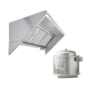 HOODMART UL/NSF 4 Concession Trailer Hood System for Food Truck | Commercial Range Hood with Direct Drive Exhaust Fan | Stainless Steel Kitchen Equipment with Install Kit Included