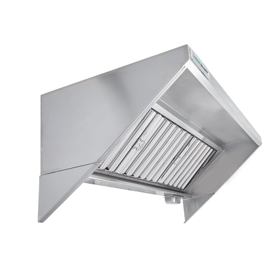 HOODMART 8’ Concession Trailer Hood for Food Truck | UL and NSF Listed | Commercial Range Hood with Baffle Style Filters and Grease Cup | Stainless Steel Kitchen Equipment