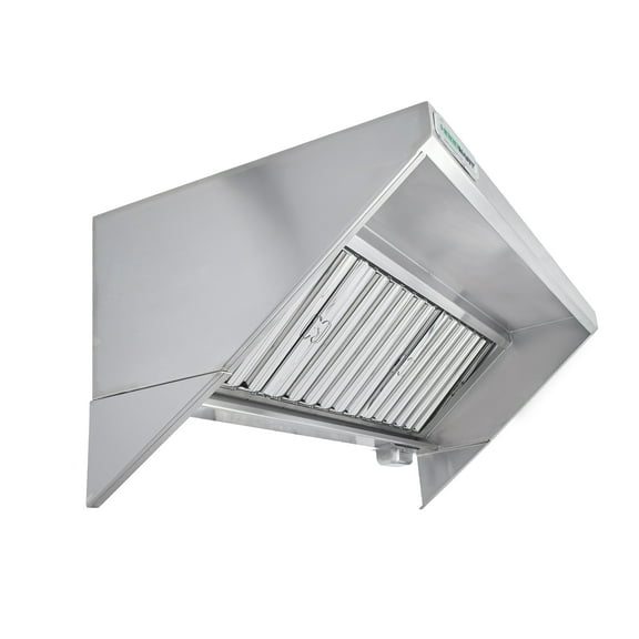 HOODMART 8’ Concession Trailer Hood for Food Truck | UL and NSF Listed | Commercial Range Hood with Baffle Style Filters and Grease Cup | Stainless Steel Kitchen Equipment