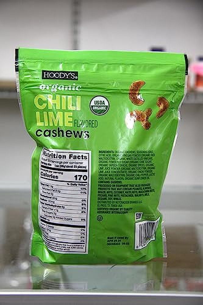 HOODYS ORGANIC CHILI LIME FLAVORED CASHEWS 20 OZ