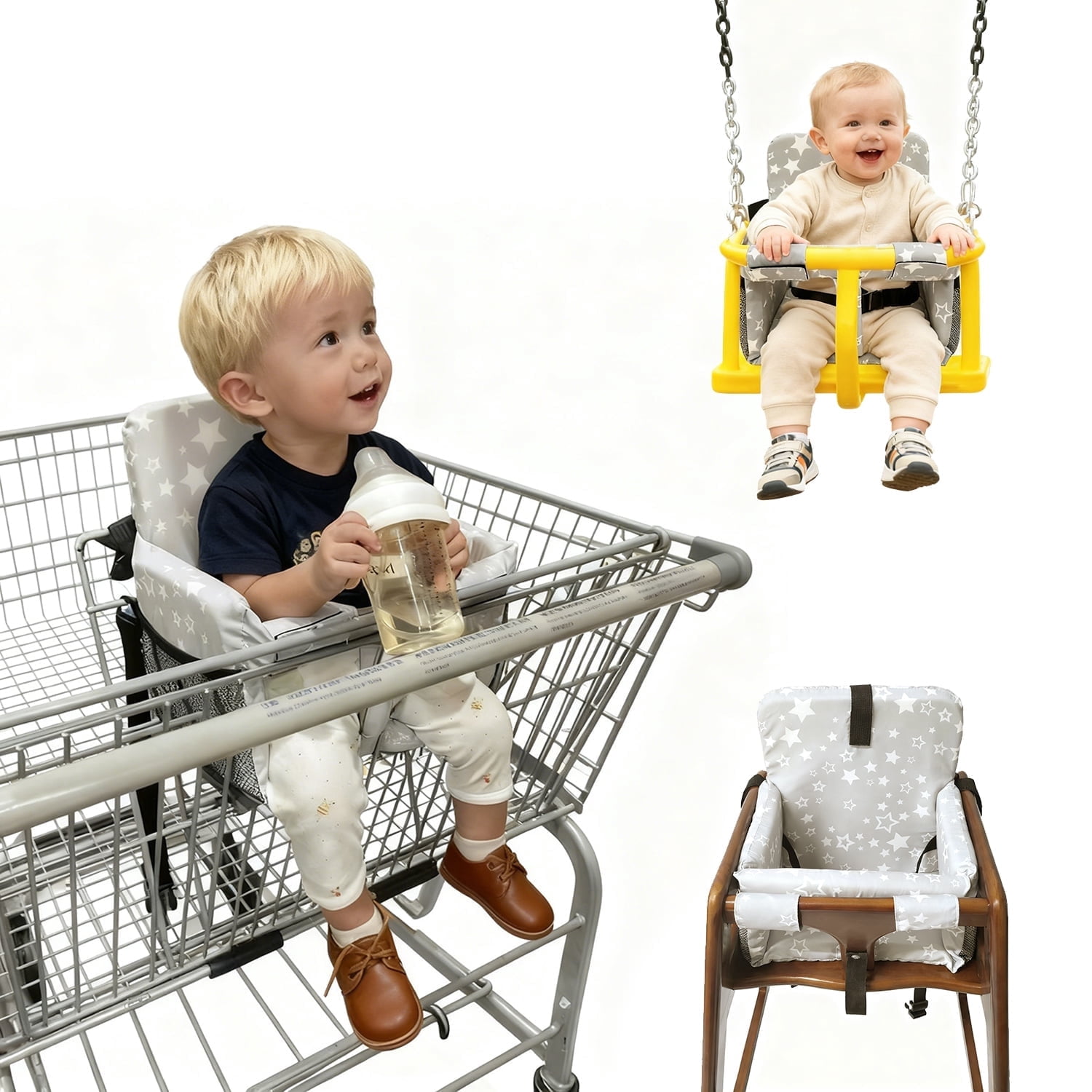 Hooetoon, Shopping Cart Cover High Chair Cover, Grey with Star Print ...
