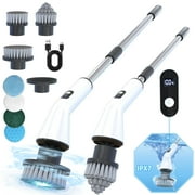 HOOFUN Electric Spin Scrubber, Cordless Rotary Bath Cleaning Brush, Power Scrubber with Long Handle & 8 Replaceable Heads, Adjustable Arm, ABS Electric Cleaners for Bathroom Floor