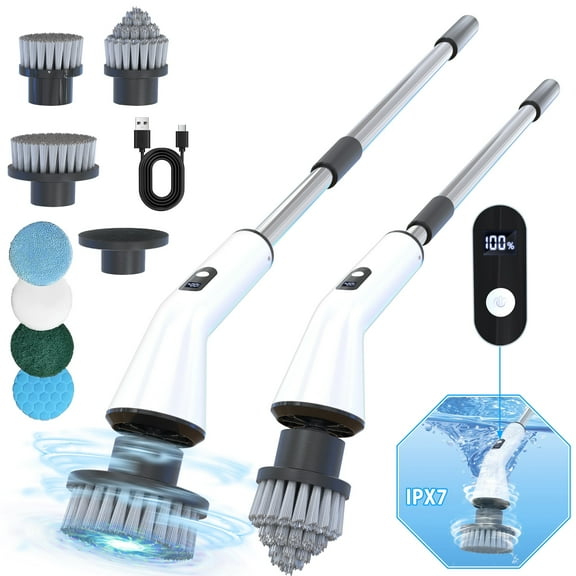 HOOFUN Electric Spin Scrubber, Cordless Bath Tub Power Scrubber Full Waterproof Cleaning Brush for Bathroom & Tile Floor