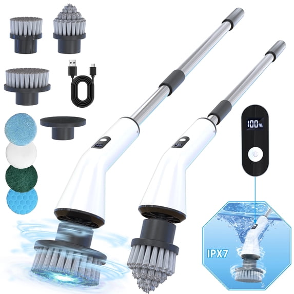 HOOFUN Electric Spin Scrubber, Cordless Bath Tub Power Scrubber Full Waterproof Cleaning Brush for Bathroom & Tile Floor