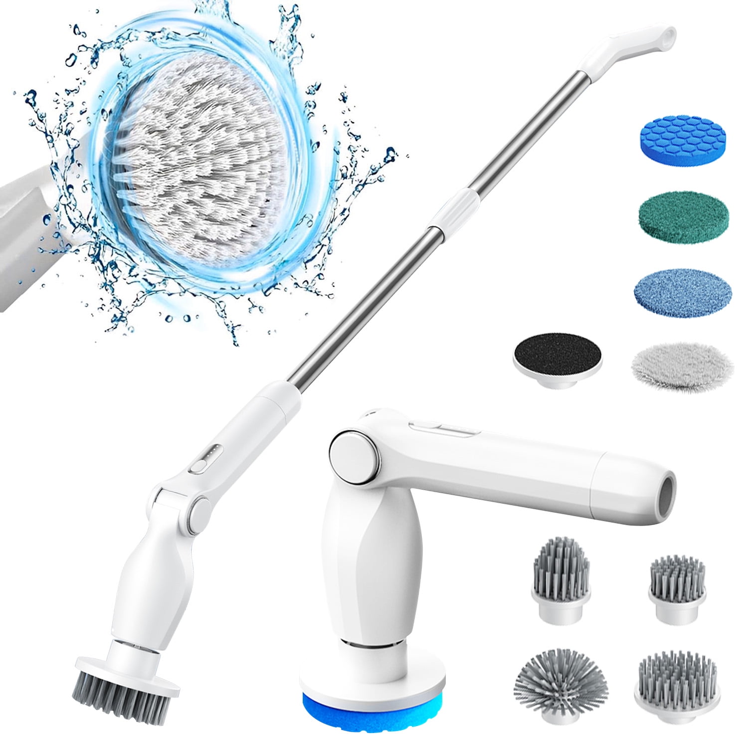 GOTUU Electric Spin Scrubber, Cordless Power Brush Scrubber, Shower  Scrubber Cleaning Brush with Adjustable Foam Handle, 8 Replaceable Brushes  for
