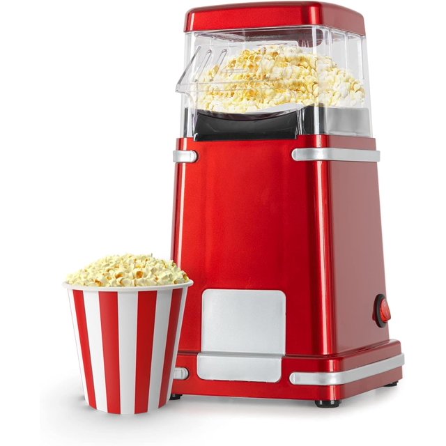 HOOFUN Popcorn Maker, 1200W Fat Free Hot Air Popcorn Popper Retro