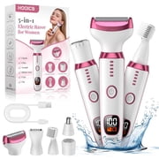 HOOICB Electric Razor for Women, 5-in-1 Rechargeable Bikini Trimmer and Body Shaver, Wet Dry Cordless Hair Removal Tool with LED Display