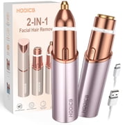 HOOICB Facial Hair Removal for Women, 2 in 1 Electric Painless Facial Eyebrow Removal with LED, USB Rechargeable