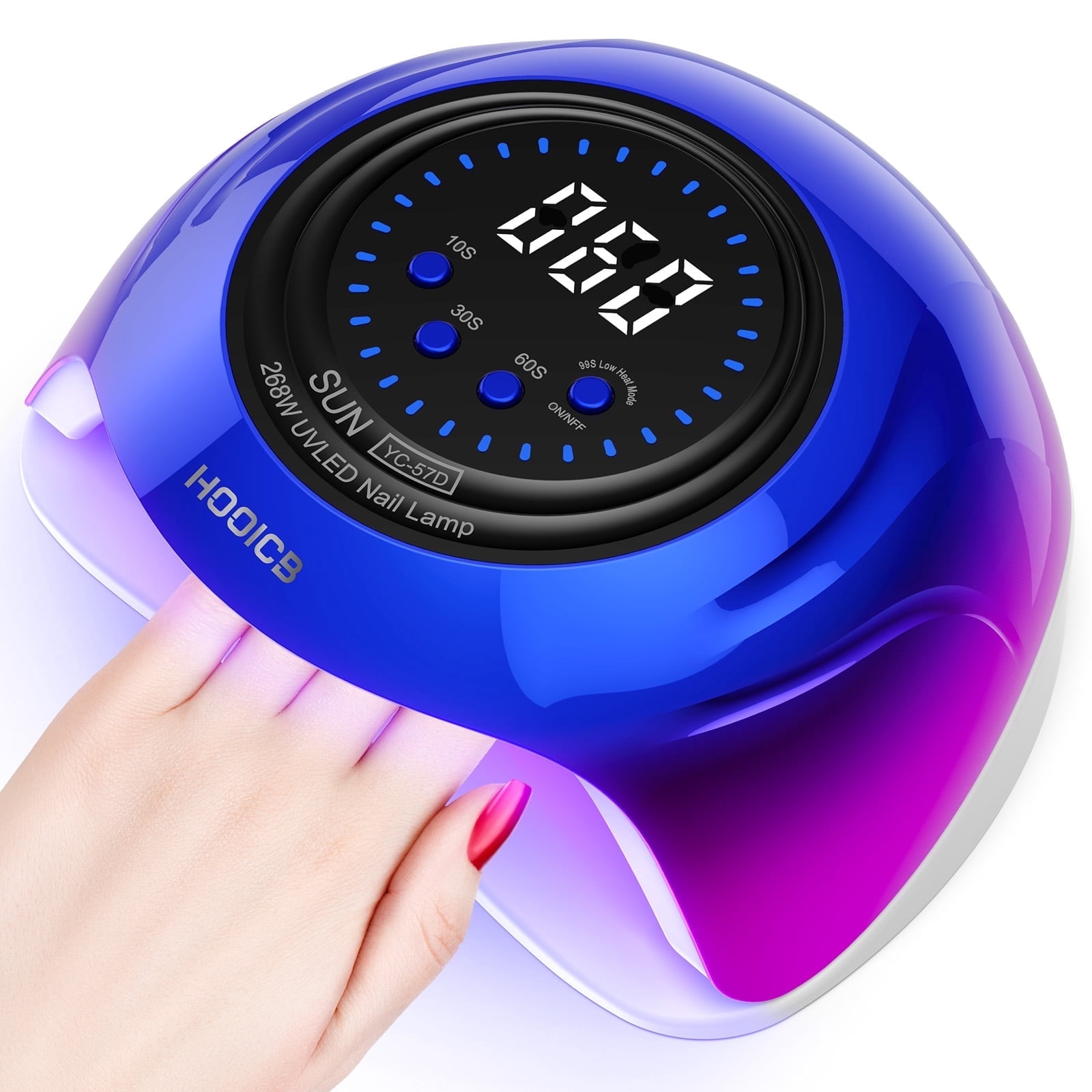HOOICB UV LED Nail Lamp, 268W Nail Dryer for Gel Polish, 4 Timers, 57 Lamp Beads and Automatic Sensor for Manicure Salon and Home, Colorful