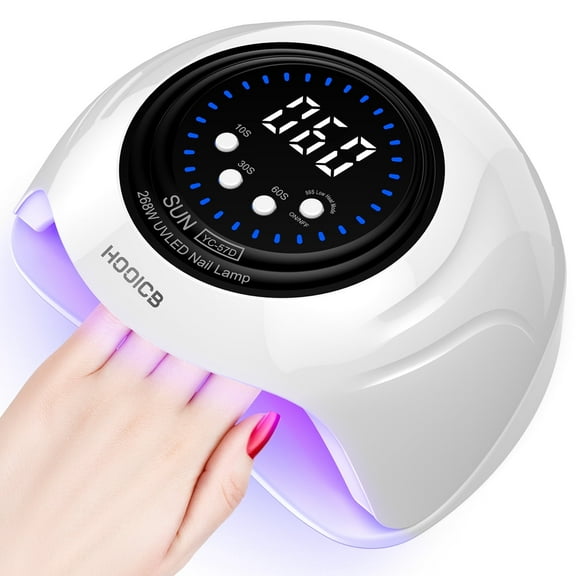 HOOICB UV LED Nail Lamp, 268W Nail Light for Gel Polish, 4 Timers, 57 Lamp Beads and Automatic Sensor for Manicure Salon and Home