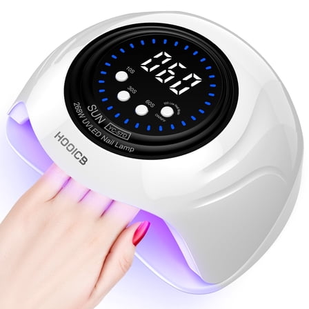 HOOICB UV LED Nail Lamp, 268W Nail Light for Gel Polish, 4 Timers, 57 Lamp Beads and Automatic Sensor for Manicure Salon and Home