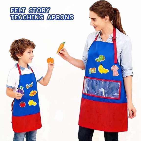 HOOJOJO Felt Story Teaching Apron, Interactive Preschool Storytelling Prop, Educational Toy for Kids Ages 3+