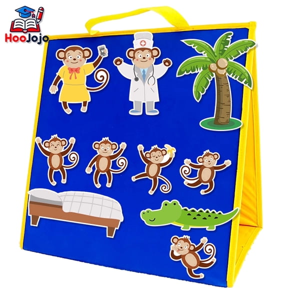 HOOJOJO "Five Little Monkeys" Nursery Rhyme Felt Kit, Classroom & Homeschool Rhyming Learning Aid for Kids Ages 3+
