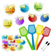 HOOJOJO Fly Swatting Sight Words Games, Vocabulary Flash Cards, Counting Learning Kit, 28 Pcs Erasable Cards, Ages 3+