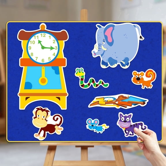 HOOJOJO Hickory Dickory Dock Felt Story Set, 8 Pieces, Minimum Recommended Age 3+, Nursery Rhyme Educational Toy, Classroom Storytelling Preschool Teaching Aid