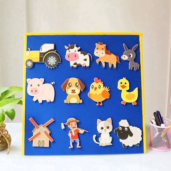 HOOJOJO Old Macdonald Had a Farm 12 Pcs Felt Teaching Aid, Story Set, Early Storytelling Educational Learning Kit for Kids Age 3+