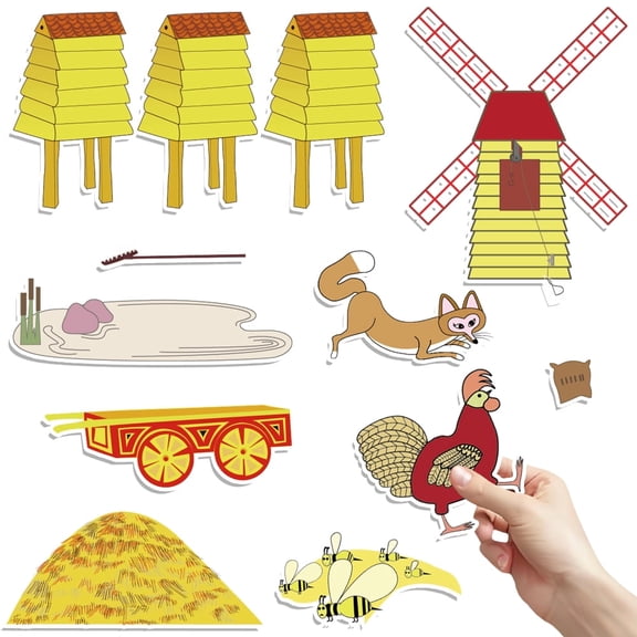 HOOJOJO Rosie's Walk Felt Story Set, Barnyard Animal & Scene 12Pcs Felt, Interactive Preschool Storytelling Teaching Prop for Ages 3+