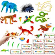HOOJOJO Today Is Monday Felt Story Set, Eric Carle Animals & Weekly Food Scene 28Pcs Felt, Interactive Preschool Storytelling Teaching Prop for Ages 3+