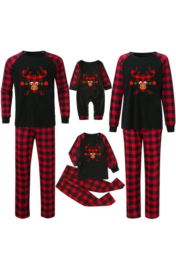 Family Matching Christmas Pajamas Set Cotton Xmas Holiday Pajamas Sleepwear Dad Mom Kids Baby PJs
