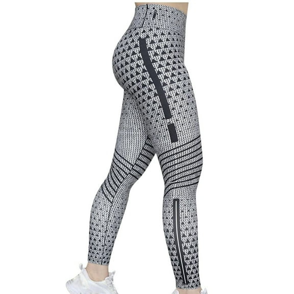 HOOJT Clearance!Leggings for Women High Waist Gym Leggings Workout Printed Yoga Pants with Pockets Elasticated Waist Trousers Running Activewear